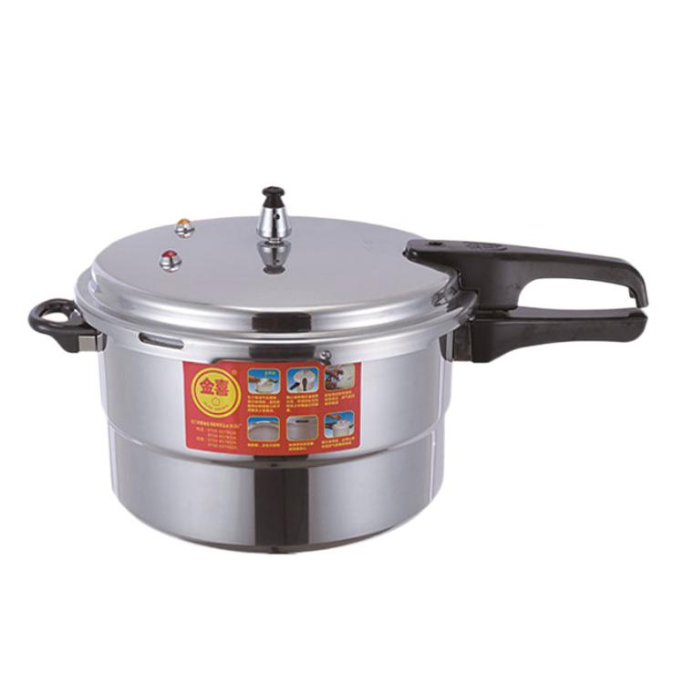 Aluminum electric pressure cooker pot with black handle and safety valve