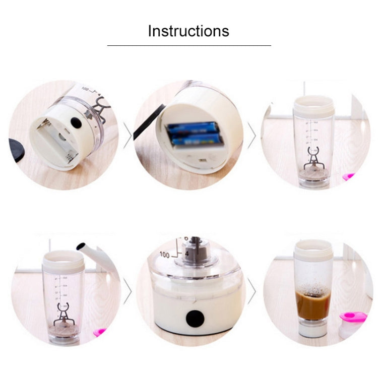 600ML Mixer Water Bottle Portable Electric Protein Automatic Creative Coffee Milk Cup