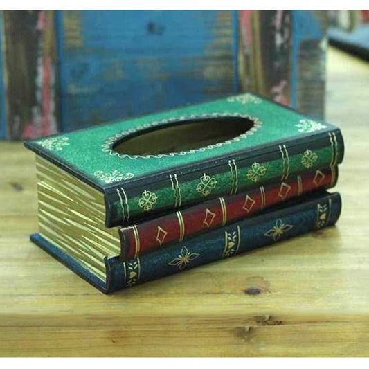 Retro Hand Drawn Book Style Tissue Box Case