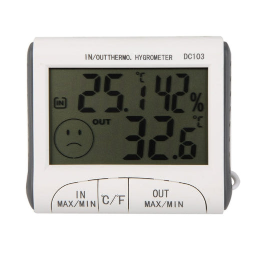LCD Digital Thermometer Hygrometer Moisture Meter and Wired Temperature with External Sensor White, LCD Digital Thermometer