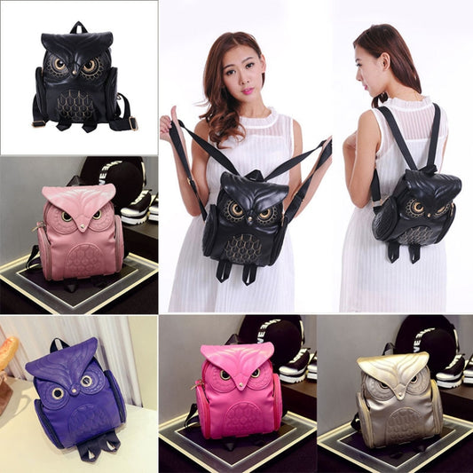 Owl Pattern Shoulder Bag Female PU Personality Backpack