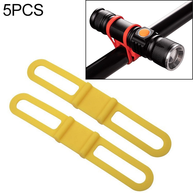 Silicone bike light/phone mount straps, yellow elastic holders (5-pack)