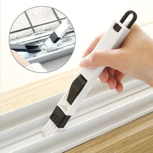 2 PCS Mini Cleaning Brush with Detachable Dustpan for Window Groove Keyboard Corner Crannies, 2 PCS Blue, 2 PCS Black