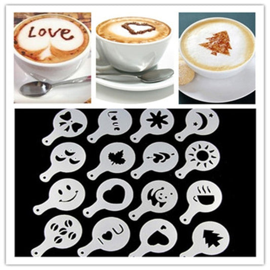 32 PCS Coffee Stencil Filter Coffee Maker Cappuccino Mold Templates Strew Flowers Pad Spray Art Baking Tools, 32 PCS