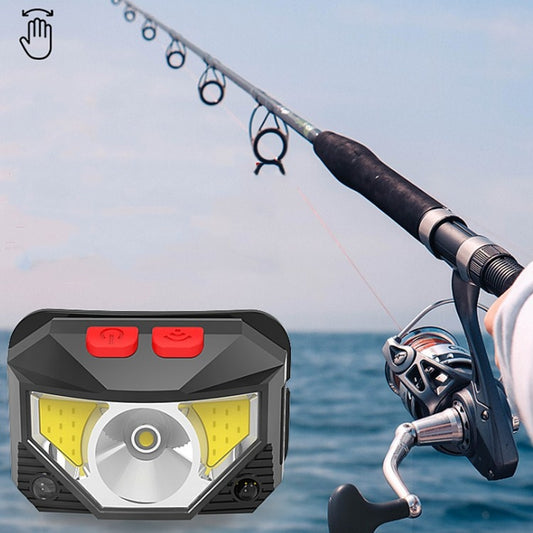 T09-COB LED Glare Headlight Outdoor Lighting USB Charging Sensor Red Light Night Running Mini Fishing Headlight, T09-COB