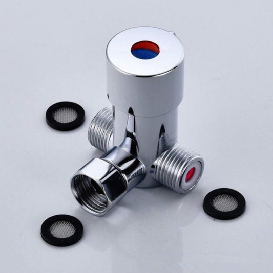 Brass Adjustable Temperature Three-way Valve Cold And Hot Water Mixing Switch Brass Induction Faucet, Three-way Valve