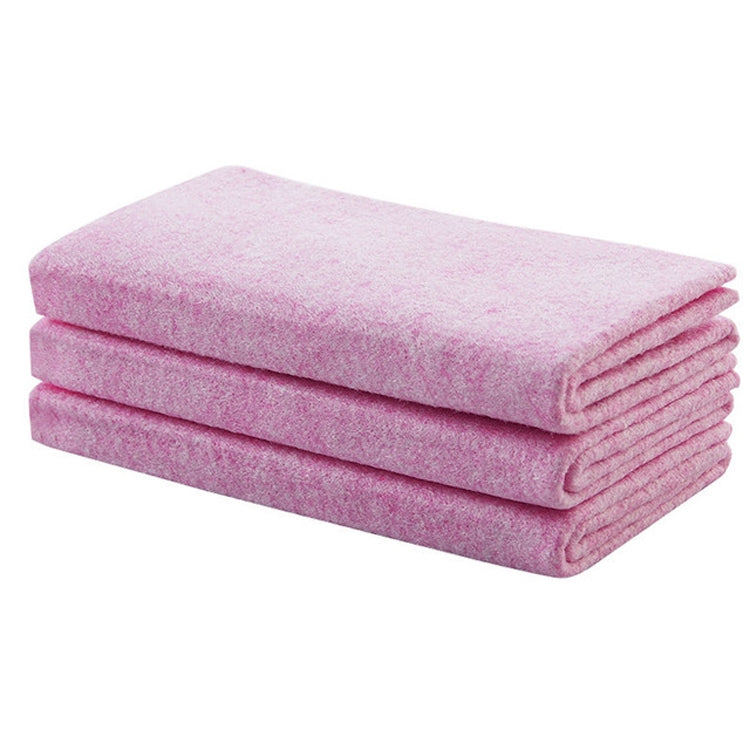 Pink folded set of thick dishwashing cloths, layered cleaning rags