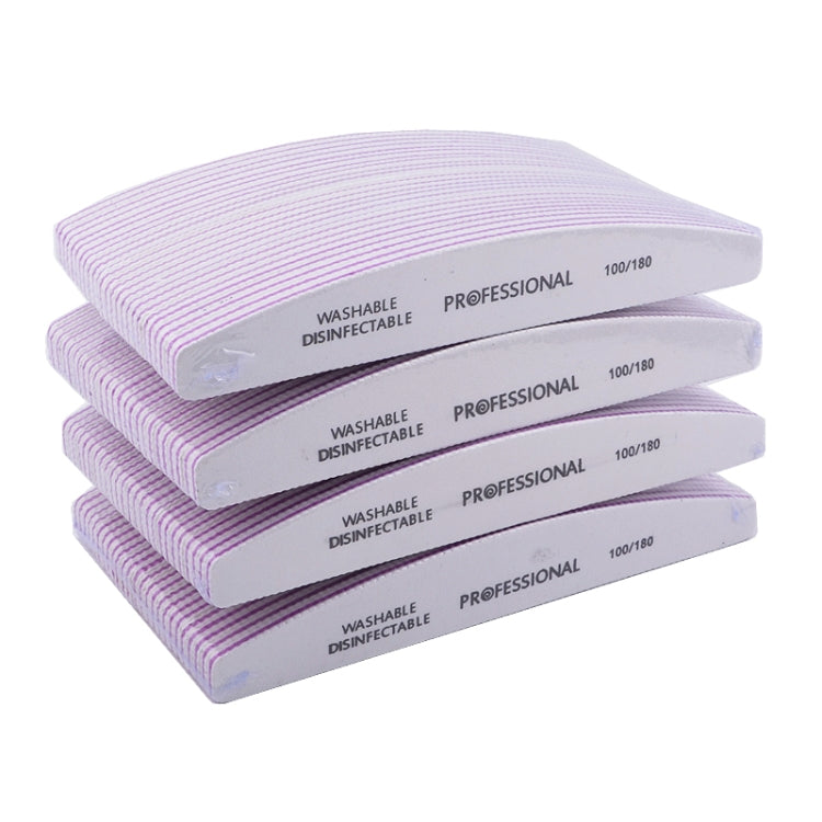 Four stacked nail files with purple stripes, washable, professional 100/180 grit
