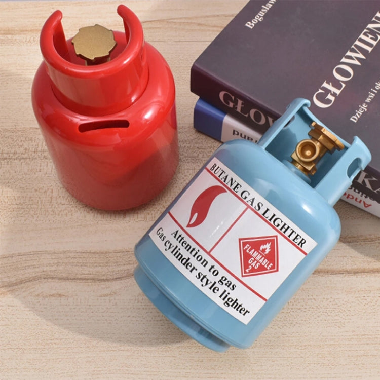 Red and blue simulated gas tank coin banks with brass tops