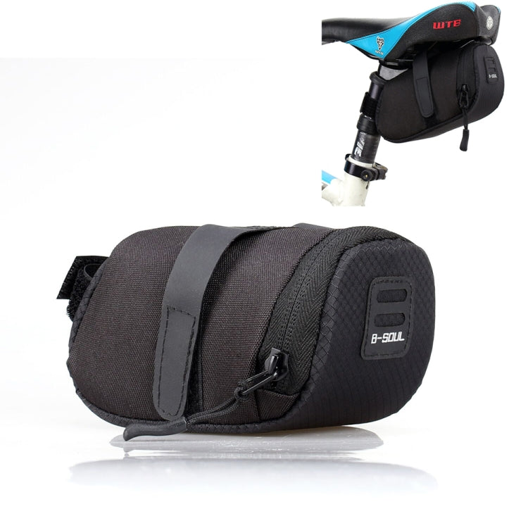 Waterproof bicycle saddle bag, dark gray and black, B-SOUL logo and side buckle strap