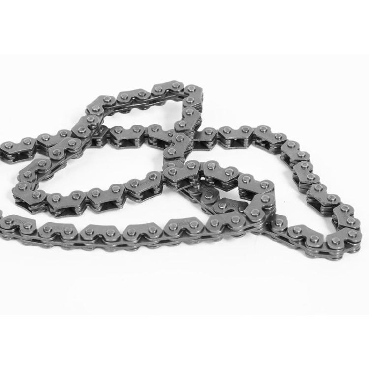 90-link timing chain loop with visible roller link plates and pins