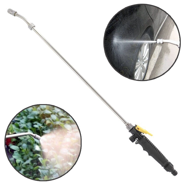 Stainless steel spray wand with trigger handle, quick-connect fitting, and nozzle tip