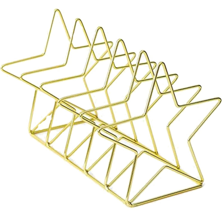 Gold S-shaped wire bookend with star form for desktop book organization
