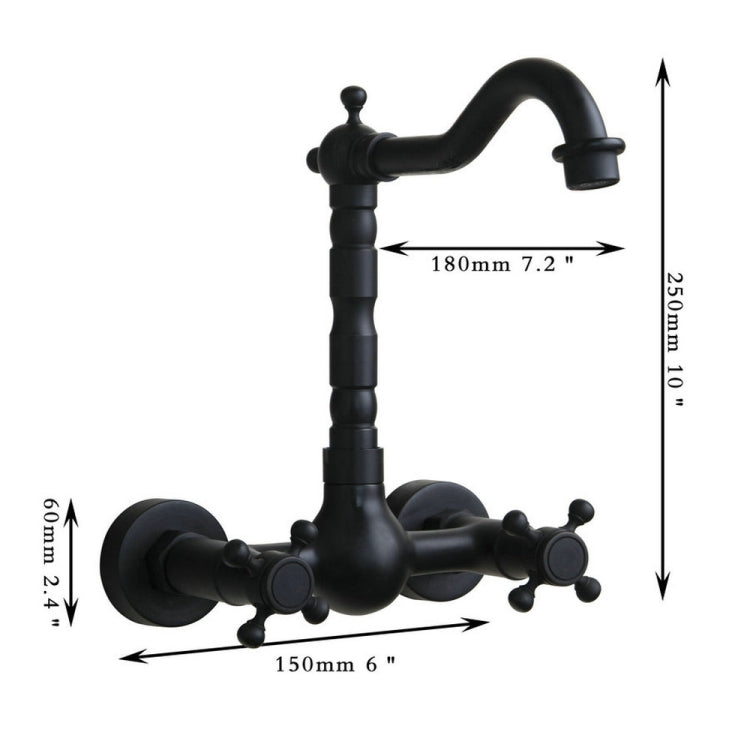 Wall-mounted Bathroom All Bronze Cold Hot Water Ancient Wall Faucet