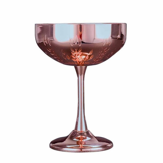 304 Stainless Steel Cup Ear Of Wheat Print Martini Goblet Wine Glass Drinkware