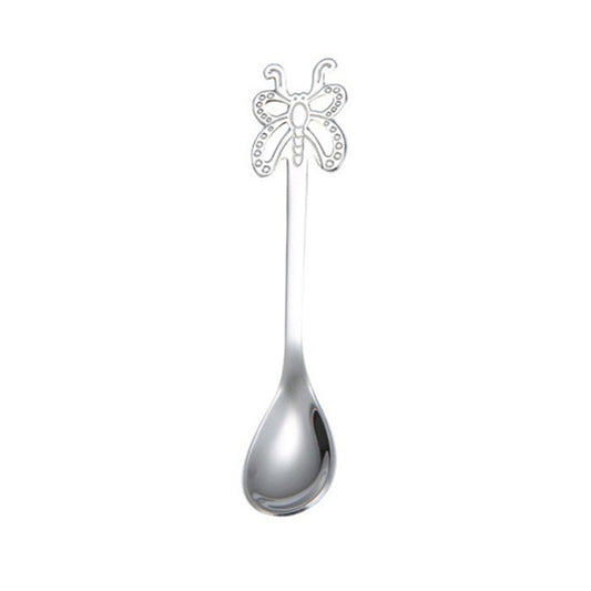 Multicolor Stainless Steel Butterfly Coffee Spoon Fruit Cold Drink Ice Cream Dessert Tea Spoon, Silver, Gold, Rose Gold, Rainbow, Black, Blue, Purple