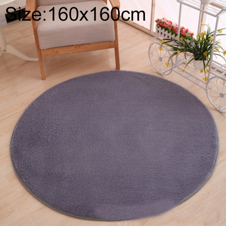 Round soft fleece rug, charcoal gray, circular, anti-slip backing