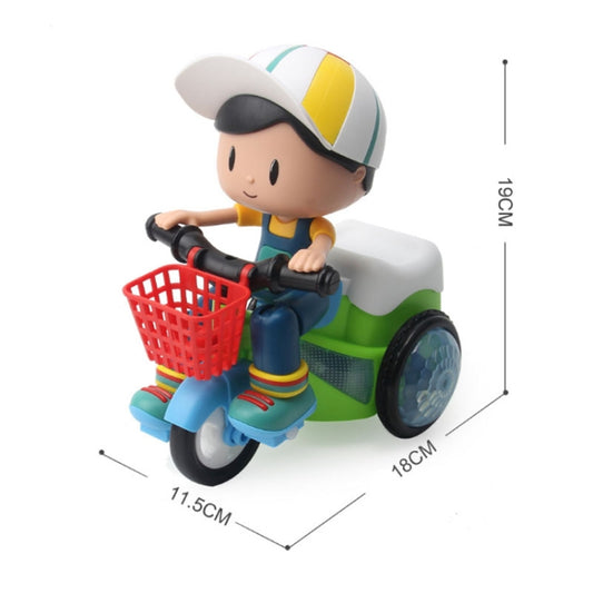Electric Universal Stunt Tricycle Rotating Cartoon Toy Car with Light Music, Random Color Delivery, Boy, Girl