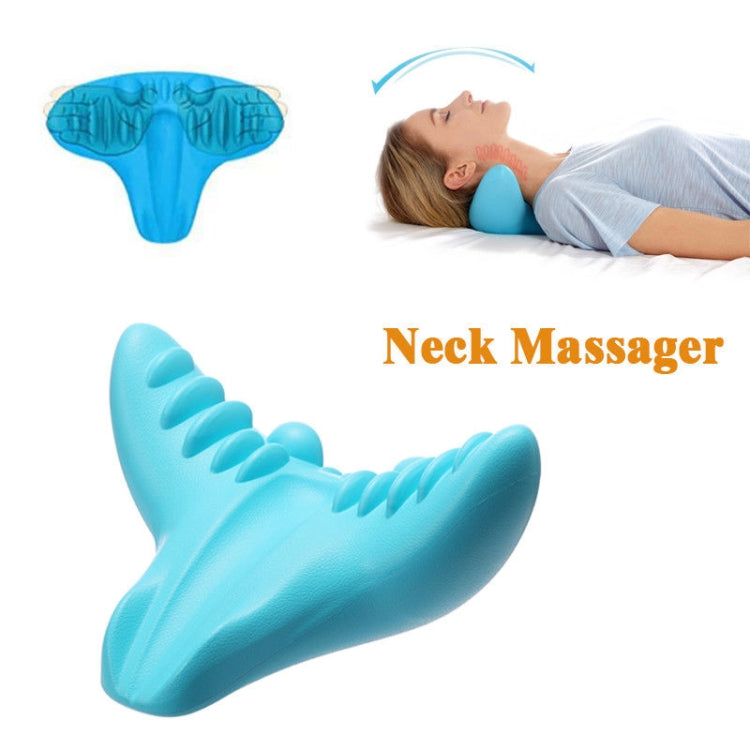 C-Rest neck massage pillow in blue memory foam with curved support profile