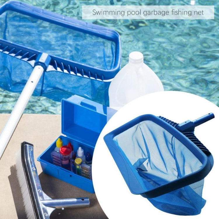 Blue swimming pool cleaning leaf net with long handle and mesh collection bag