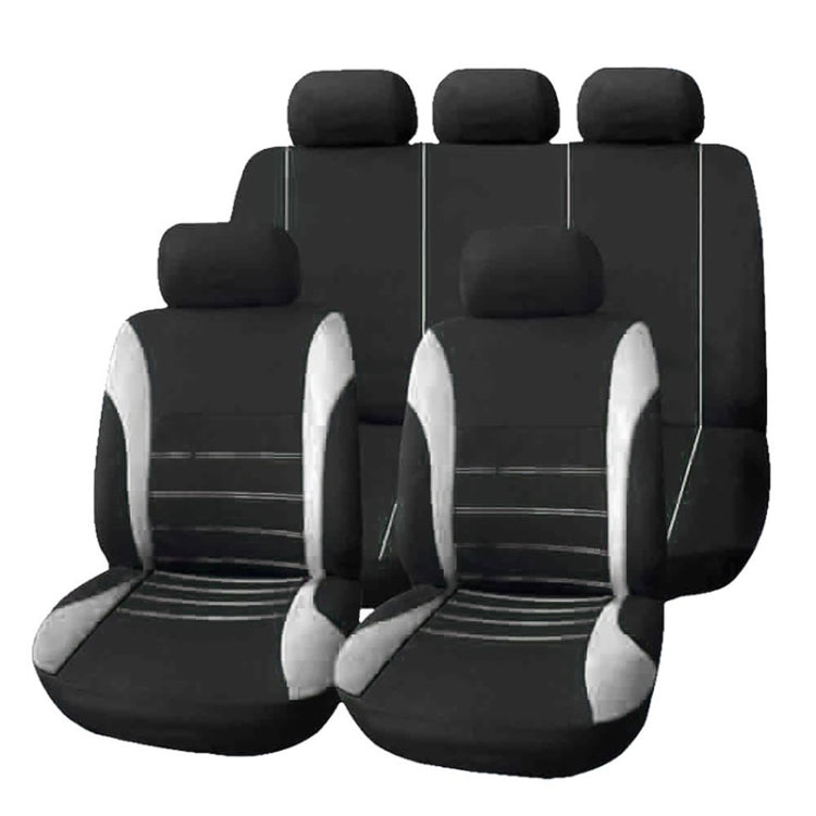 Universal car seat cover set (9 pcs) in dark gray with light gray side panels