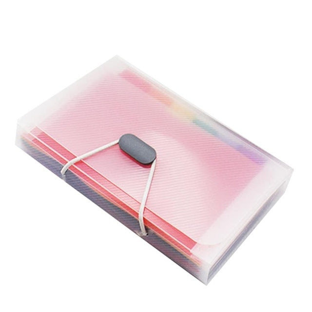 13 Grid Expanding File Folder A6 Document Buckle Lanyard Bag Multicolor Expanding File