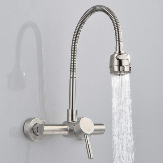 Stainless Steel Material Wall Mounted Kitchen Sink Mixer Faucet Free Rotation Hose Water Tap, Rotation Hose Water Tap
