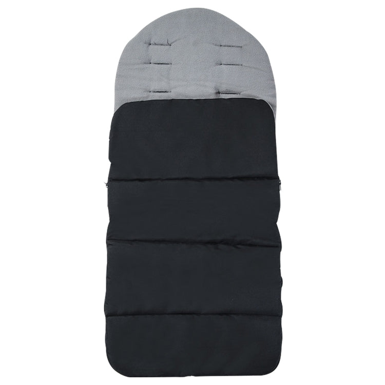 Quilted baby stroller sleeping bag with hood, dark gray and black