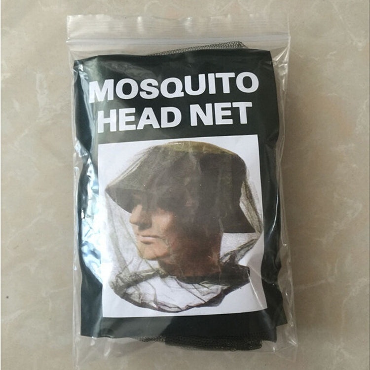 Anti-mosquito head net in clear poly bag with “MOSQUITO HEAD NET” label
