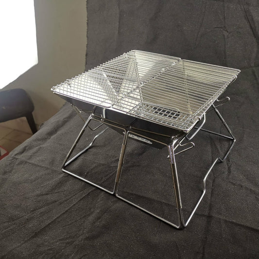Liftable Barbecue Grill Camping Stainless Steel Folding Barbecue Grill Wood Charcoal Grill, 31x31x21cm