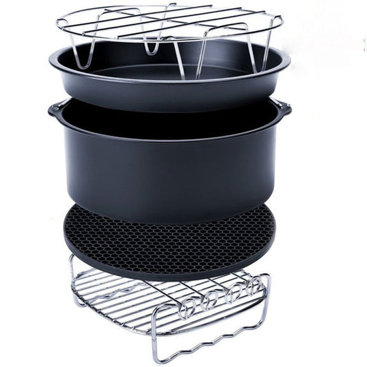 5 in 1 Fryer Accessory Set Multifunctional Air Fryer Set Grill Pizza Pan, 5 in 1 Set
