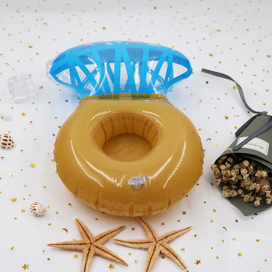 Diamond Ring Shape Inflatable Coaster Floating Water Drink Cup Holder Beach Supplies, Diamond Ring