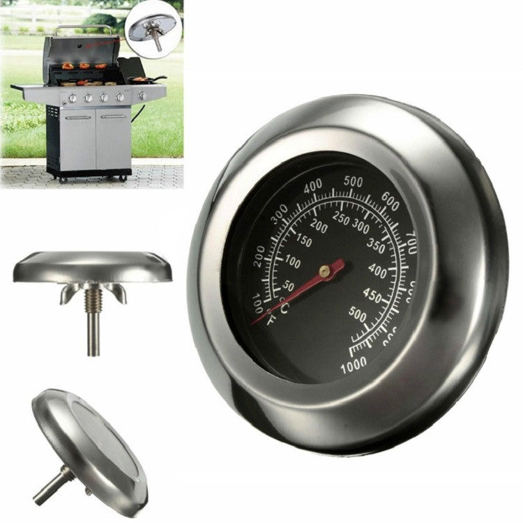 Stainless steel oven thermometer set with round dial and mounting hardware