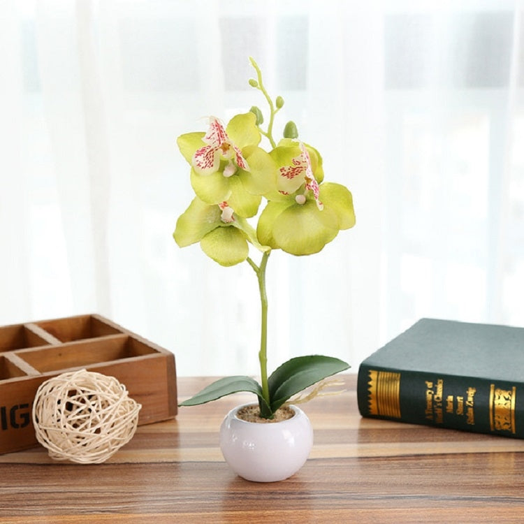 Decorative Landscaping Round Pot Three Flowers Phalaenopsis Bonsai Simulation Potted Plants