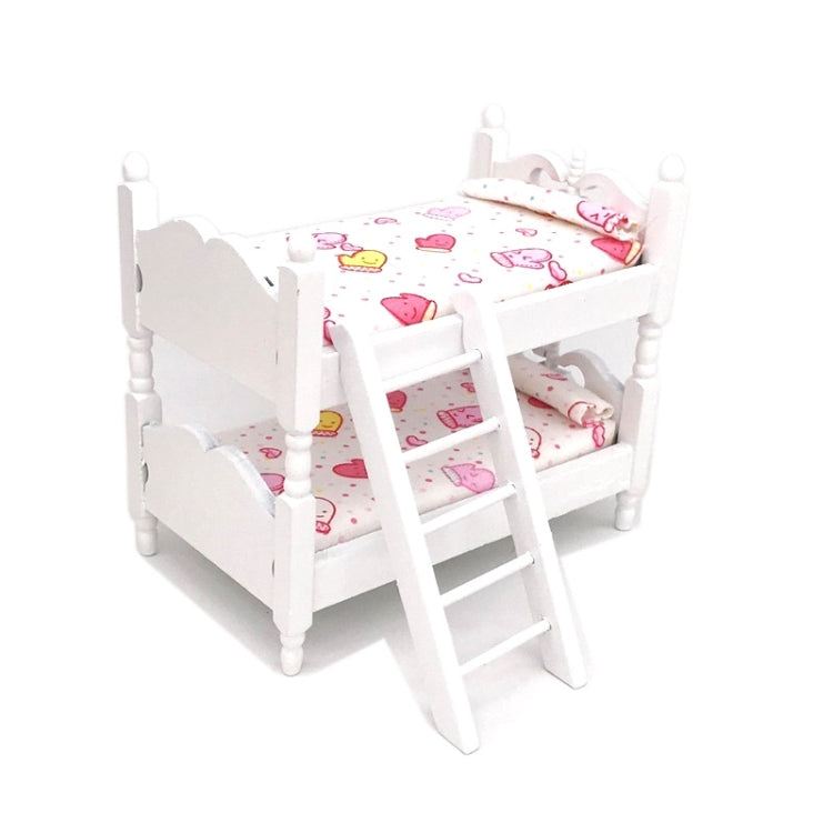 1:12 Mini House Toy Simulation Children Wooden Bunk Bed