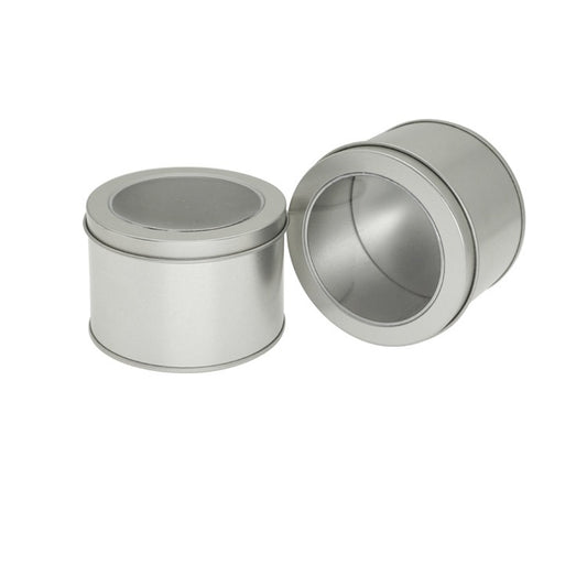Deep Round Skylight Transparent Window Top Cover Tin Box Food Tea Can Baking Cake Box, 9cm x 9cm x 6cm