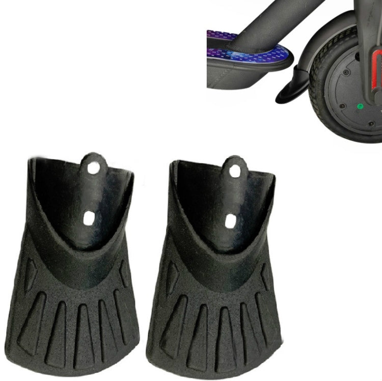 Pair of black fishtail rubber scooter rear fenders with ridged texture and holes