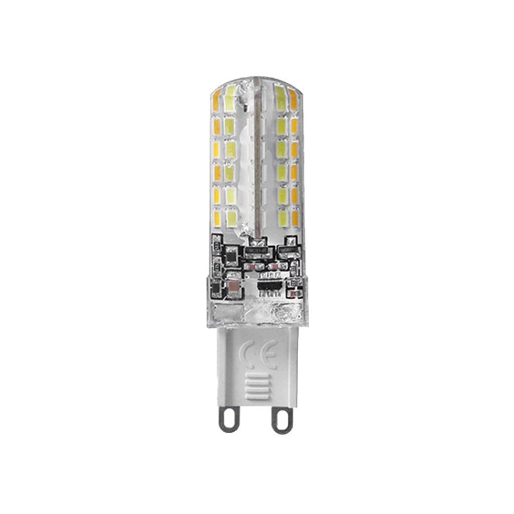 G9 LED bulb featuring clear lamp head, LED chips, and bi-pin G9 base