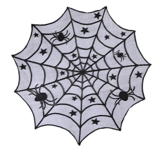 Halloween Party Black Lace Spider Web Tablecloth Decoration, 102x102CM