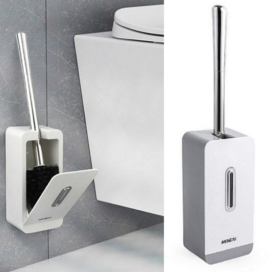 MENGNI Suction Wall Long Handle Toilet Brush Storage Box Bathroom Cleaning Kit