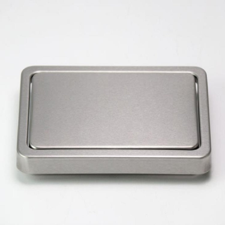 Stainless steel swing cover lid, rectangular frame, brushed metal finish
