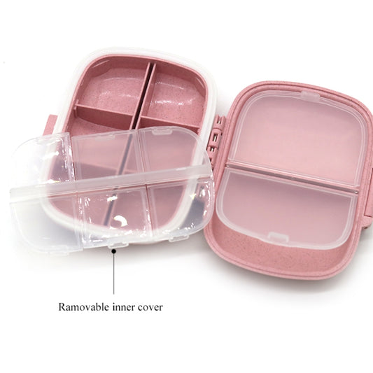 3 PCS 8-Grid Double-layer Portable Mini Straw Pill Storage Box
