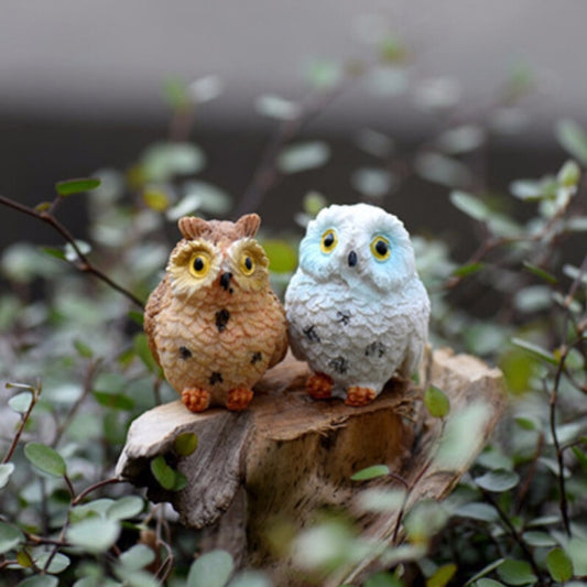 2 PCS Moss Micro Landscape Creative Resin Mini Owl Ornament,Random Color Delivery, Micro Landscape Owl