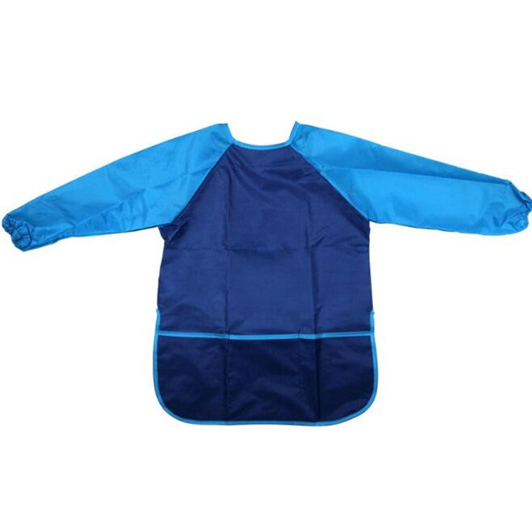Children’s waterproof paint smock apron, navy body with light blue long sleeves