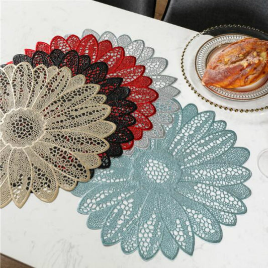 Sunflower Shape Household Fashion PVC Dining Table Placemat Europe Style Kitchen Tools Tableware Pad Coaster Coffee Tea Place Mat