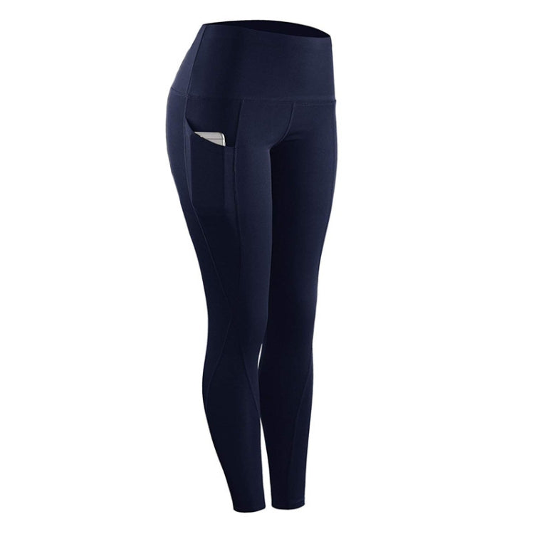 Women’s high-waist sports leggings, navy blue, with pocket detail and slim fit