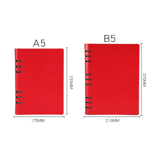 Loose-leaf notepad inner notebook size chart: A5 red and B5 red with ring spine