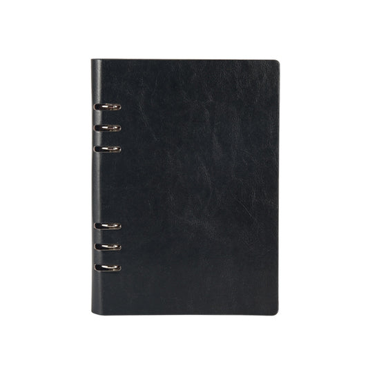 Loose-leaf business notepad inner notebook, black cover with metal ring binder on spine