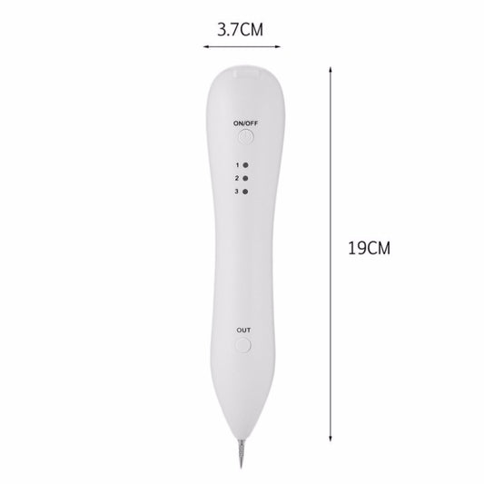 White spot remover pen with ON/OFF and numbered power buttons, pointed tip.