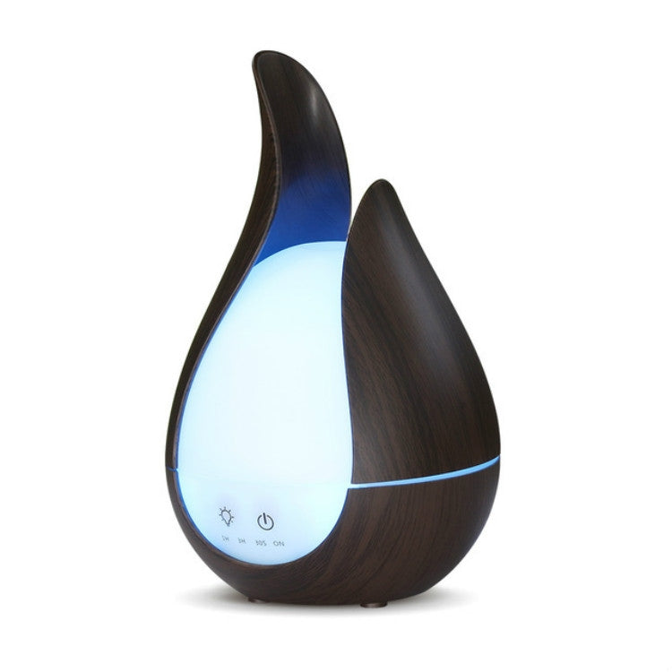 Teardrop aroma diffuser humidifier with cool mist, dark base and blue LED glow light